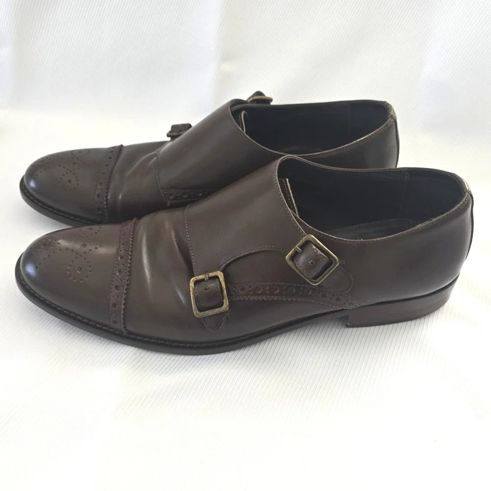Bruno Magli Alfanzo Double Monk Dress Shoes Grain Leather Italy Men's‎ 11M